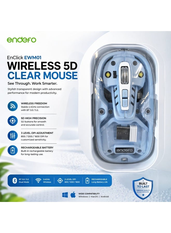 Endefo EnClick EWM01 Wireless 5D Clear Mouse Rechargeable - Image 1