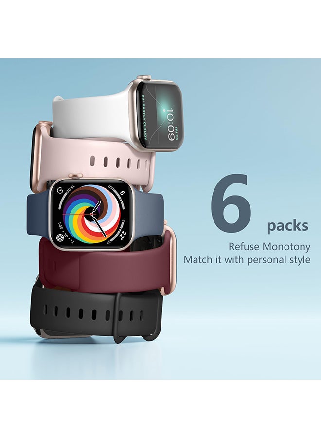 أو أوزون [6 Pack] Sport Bands For Apple Watch Series 10 | Ultra 2 | 8 Ultra | 9 | 8 | 7 | 6, 49/46/45/44/42mm , Soft Silicone Wristband smartwatch Strap - Image 3
