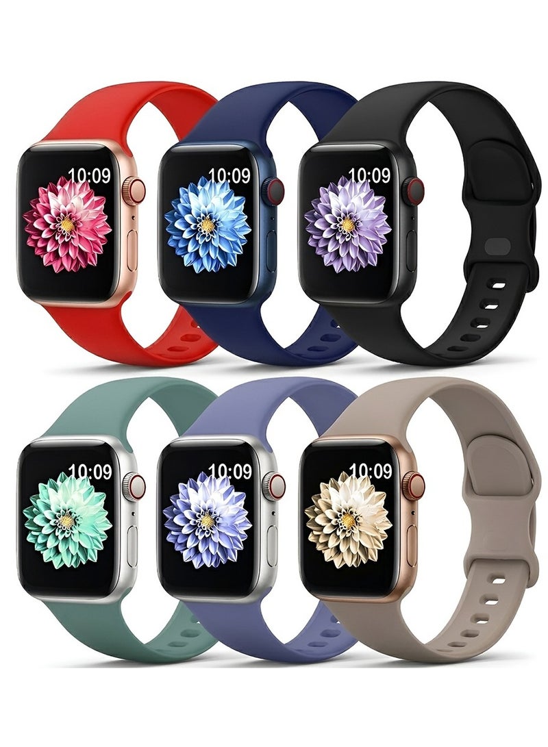 أو أوزون [6 Pack] Sport Bands For Apple Watch Series 10 | Ultra 2 | 8 Ultra | 9 | 8 | 7 | 6, 49/46/45/44/42mm , Soft Silicone Wristband smartwatch Strap - Image 1