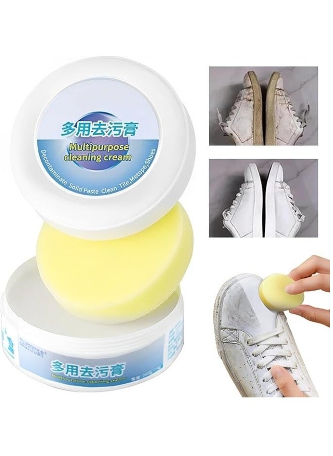 Generic White Shoe Cleaning Cream with Stain Remover Sponge for Shoes 120g 1pc Pack  - Image 1