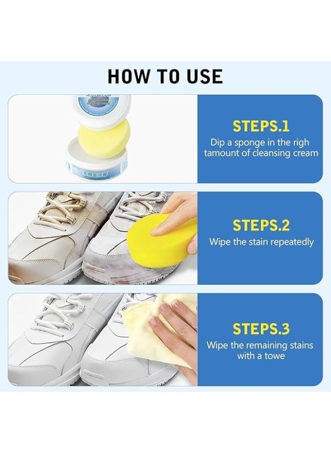 Generic White Shoe Cleaning Cream with Stain Remover Sponge for Shoes 120g 1pc Pack  - Image 5