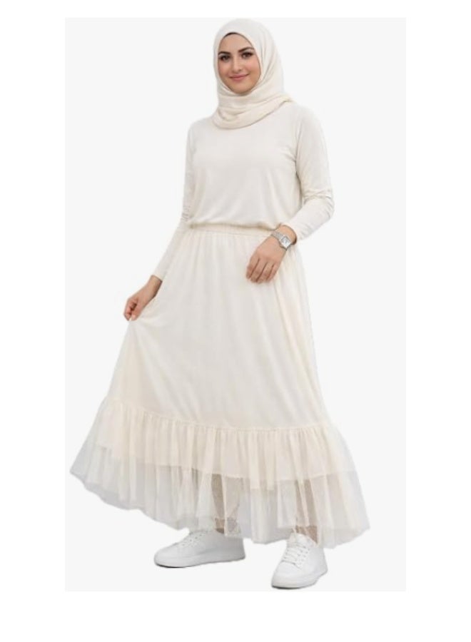 Women's Cotton-Lycra & Tulle Skirt Extender – A Modest Essential for Everyday Style. - Image 1