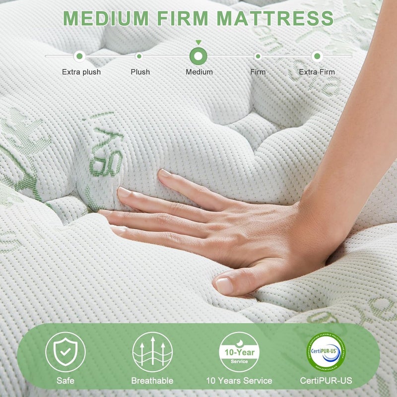 Queen Size Mattress with Individual Pocket Spring,Cooling Memory Foam Hybrid Mattress with Medium Firm Feel and Silent Sleep and Pressure Relief(150 * 200 * 30CM) - Image 5