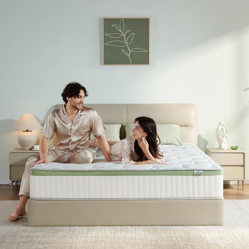 Queen Size Mattress with Individual Pocket Spring,Cooling Memory Foam Hybrid Mattress with Medium Firm Feel and Silent Sleep and Pressure Relief(150 * 200 * 30CM) - Image 1