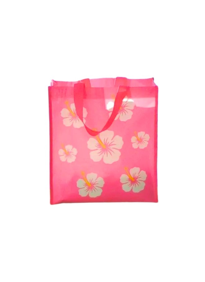 FREDS SWIM ACADEMY FREDS SWIM ACADEMY Hibiscus Flower Design Beach Bag-Pink-Small  - Image 1