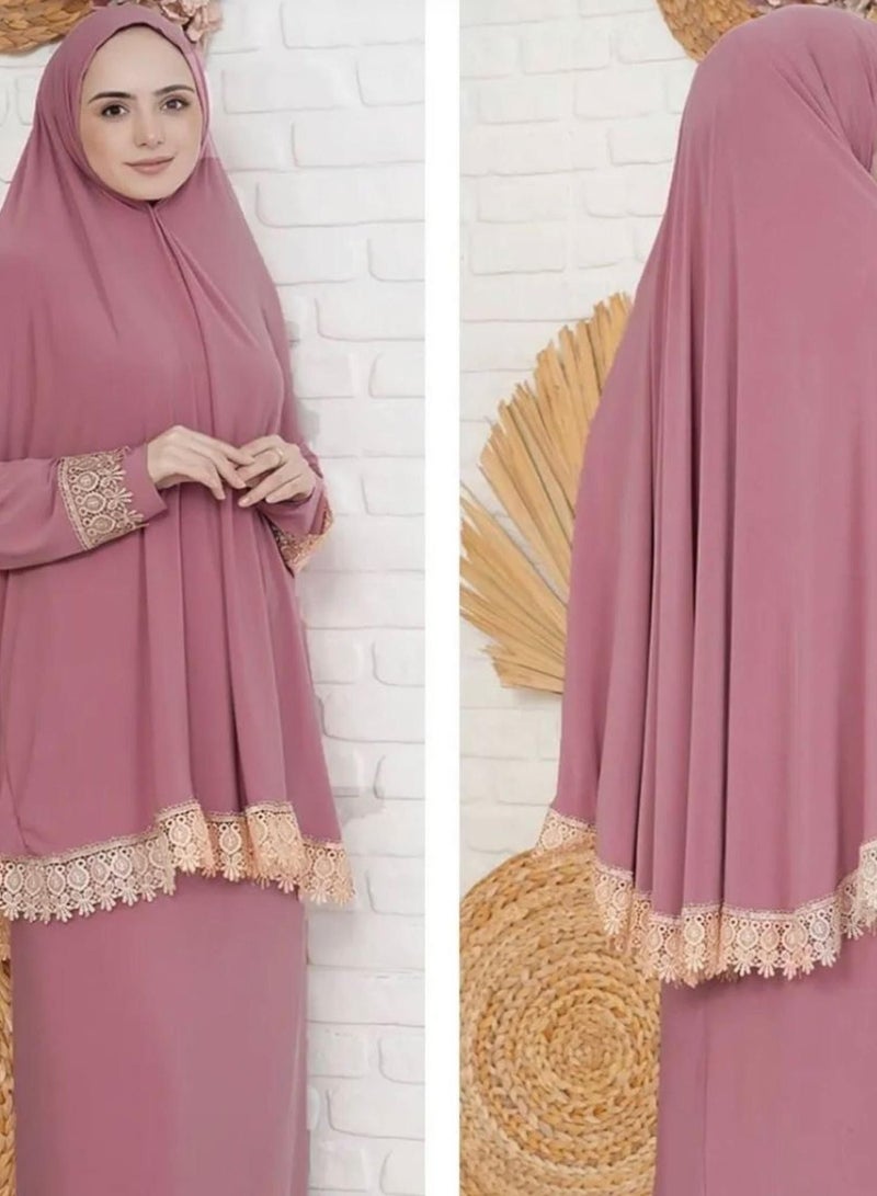 OLUDENIZ Women’s Two-Piece Prayer Dress – Cool Lycra Fabric – Full Modest Coverage – Fits Most Sizes – Turkish Quality – Perfect Gift Option - Image 3