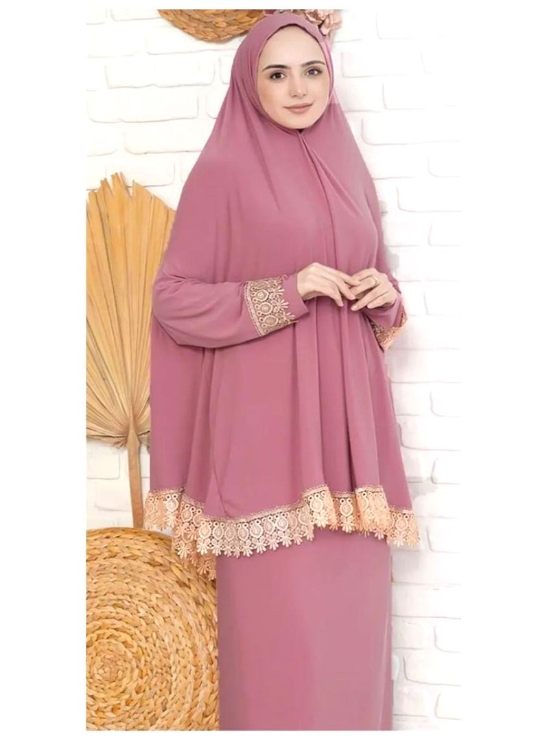 OLUDENIZ Women’s Two-Piece Prayer Dress – Cool Lycra Fabric – Full Modest Coverage – Fits Most Sizes – Turkish Quality – Perfect Gift Option - Image 1