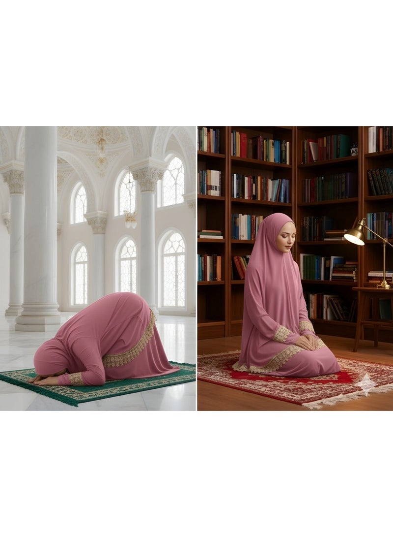 OLUDENIZ Women’s Two-Piece Prayer Dress – Cool Lycra Fabric – Full Modest Coverage – Fits Most Sizes – Turkish Quality – Perfect Gift Option - Image 2