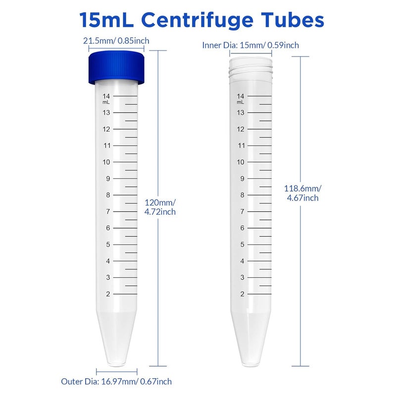 Simpure Albert's Filter 15ml Centrifuge Tubes with Screw caps, Conical Bottom Graduated Marks, Sterile PP Non- pyrogenic, DNase/RNase Free, Pack of 50rogenic, DNase/RNase Free, Pack of 50 - Image 3