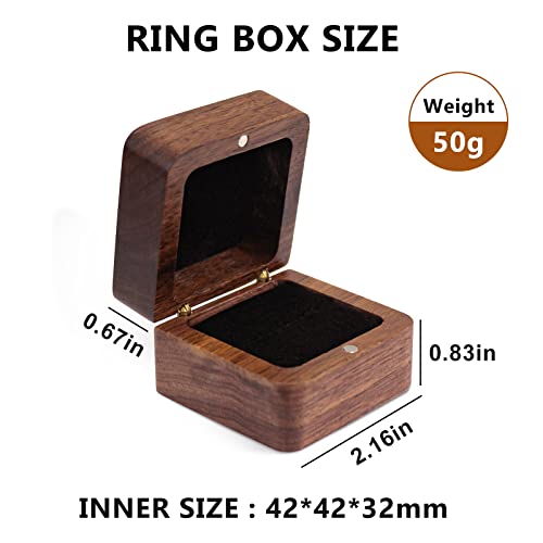 WisePoint Personalized Wooden Ring Box, Mini Engagement Ring Holder Box with Single Slot, Square Wedding Rings Box for Rings, Elegant and Retro RingHolder Box for Wedding, Ceremony (black) - Image 2