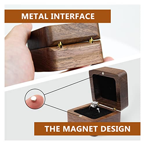 WisePoint Personalized Wooden Ring Box, Mini Engagement Ring Holder Box with Single Slot, Square Wedding Rings Box for Rings, Elegant and Retro RingHolder Box for Wedding, Ceremony (black) - Image 3