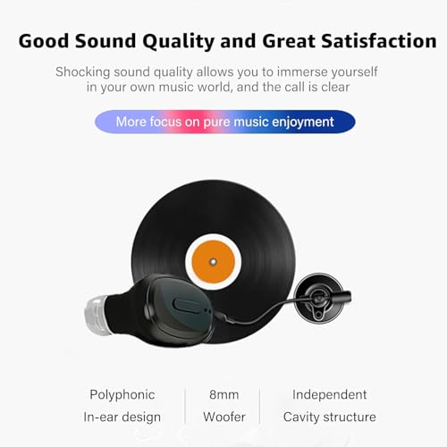 SYSFUN Single Bluetooth Wireless Earbuds, Mini Invisible in Ear Wireless Bluetooth Headphone 12 Hours Super Long Battery Life Suitable for Sports Work and Sleep - Black - Image 4