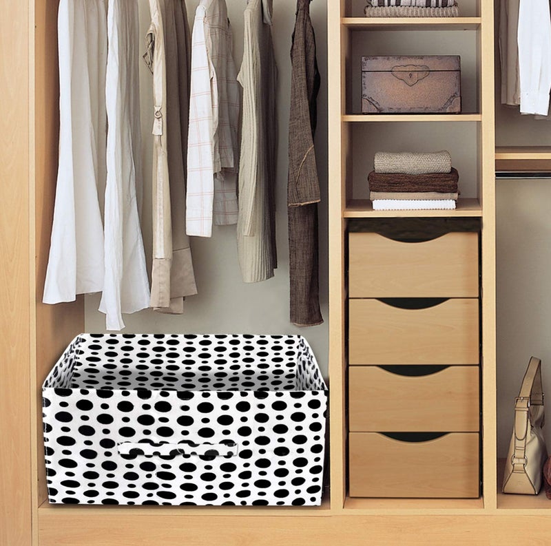 Kuber Industries Dot Print Non Woven Fabric Replacement Drawer Storage And Cloth Organizer Unit for Closet Black WhiteKUBMART16014 - Image 2