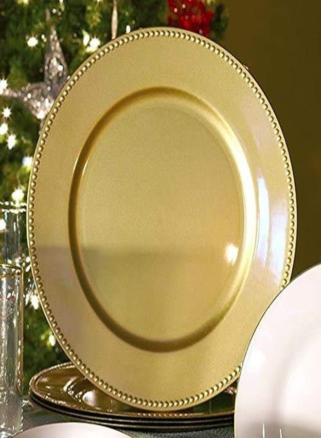 Greenbrier Gold Charger Plates with Beaded Rims, 13 in - Perfect Finishing Touch for Holiday Table - Reusable - Image 1