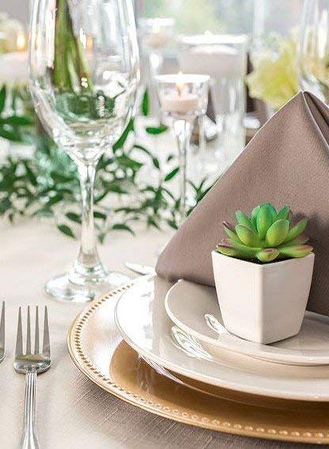 Greenbrier Gold Charger Plates with Beaded Rims, 13 in - Perfect Finishing Touch for Holiday Table - Reusable - Image 2