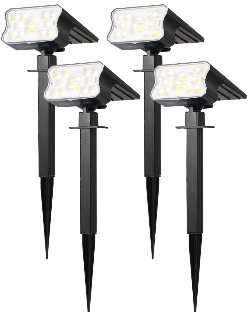 HGGH Solar Lights Outdoor Waterproof IP67, 60 LED 3 Lighting Modes Solar Spot Lights Outdoor for Yard Garden Pathway Landscape, Auto On/Off, Function 2 in 1(Cool White, 4 Pack) - Image 1