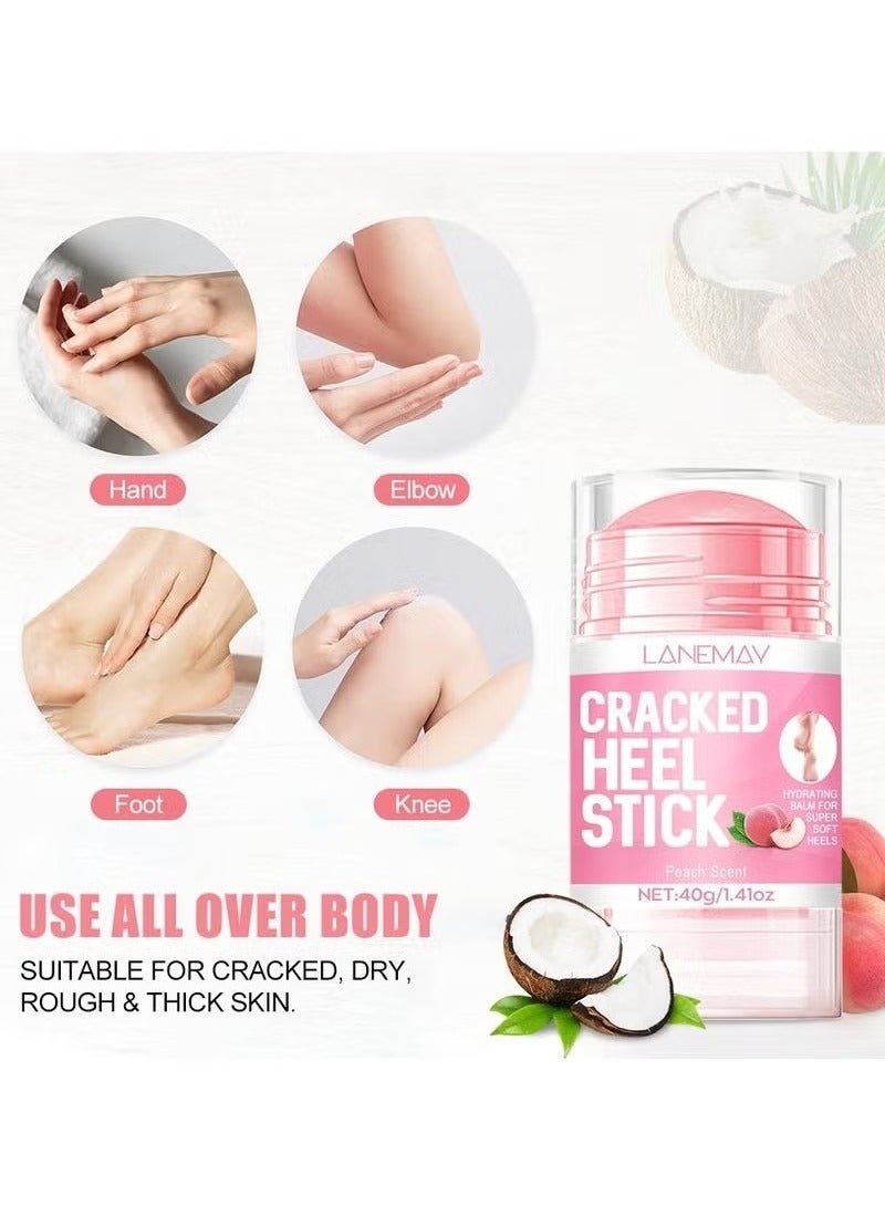 LANEMAY Cracked Heel Repair Balm Stick for Dry Cracked Feet Treatment, Moisturizing Heel Balm Rolls On So No Mess Like Foot Cream or Foot Lotion, Rescues Cracked Feet, honey peach - Image 3