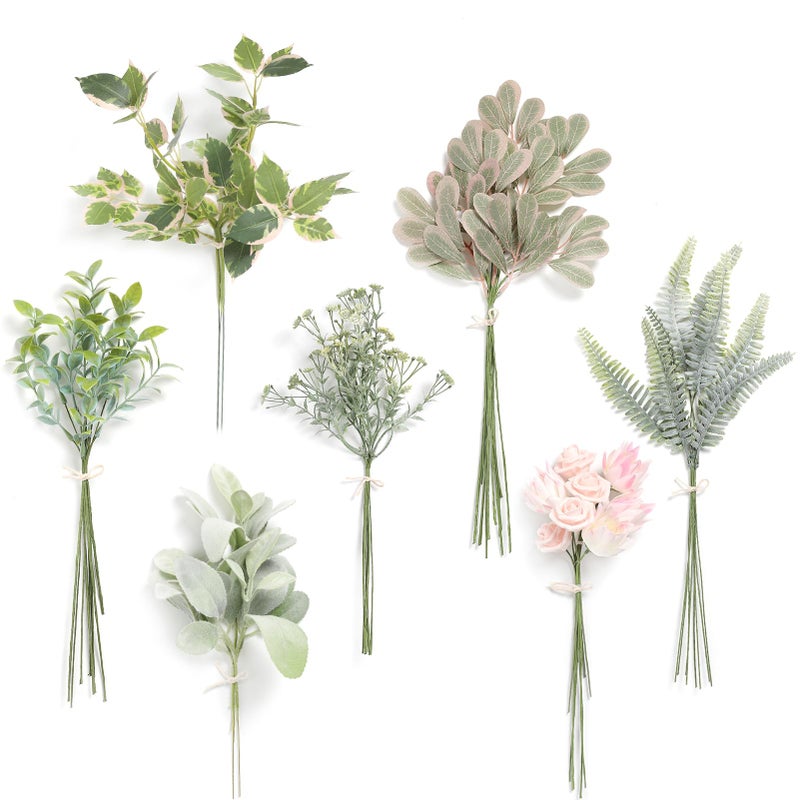 Serra Flora Artificial Greenery Spray Box Set(Pack of 48pcs) with 7 Kinds of DIY Wedding Bouquet Filler Table Centerpieces and Floral Arrangement - Image 1
