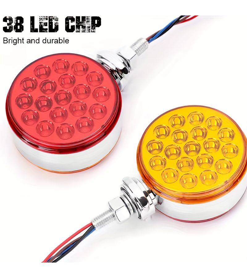 2 قطعة أضواء LED دائرية مزدوجة 12V24V للشاحنات والمقطورات باللون الأصفر والأحمر - Image 5