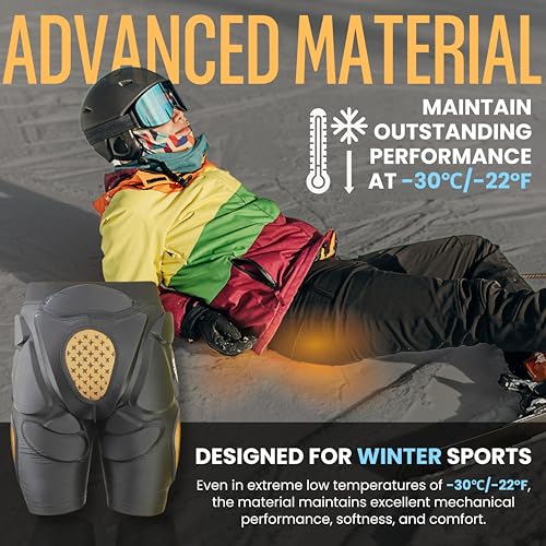 devembr Protective Padded Shorts, Butt Pads Snowboarding for Women, Men - Impact Absorption Cushion Protection, Cold Resistance for Skate Ski - S - Image 5