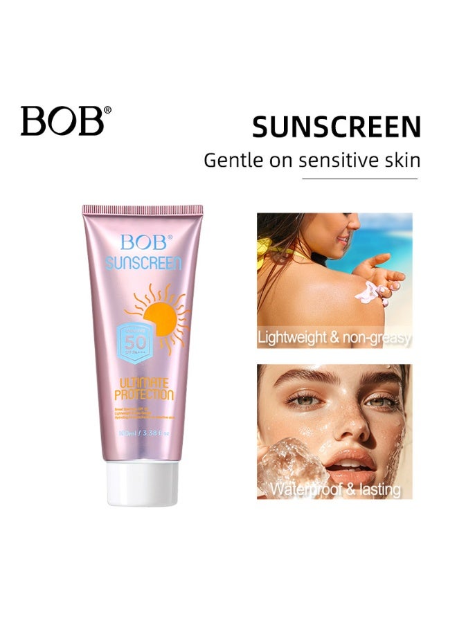 BOB Pink Tube Gentle Sunscreen SPF50 PA+++ | Suitable for Sensitive Skin, Refreshing and Non-Greasy, Waterproof and Long-Lasting Face and Body Sunscreen - Image 1