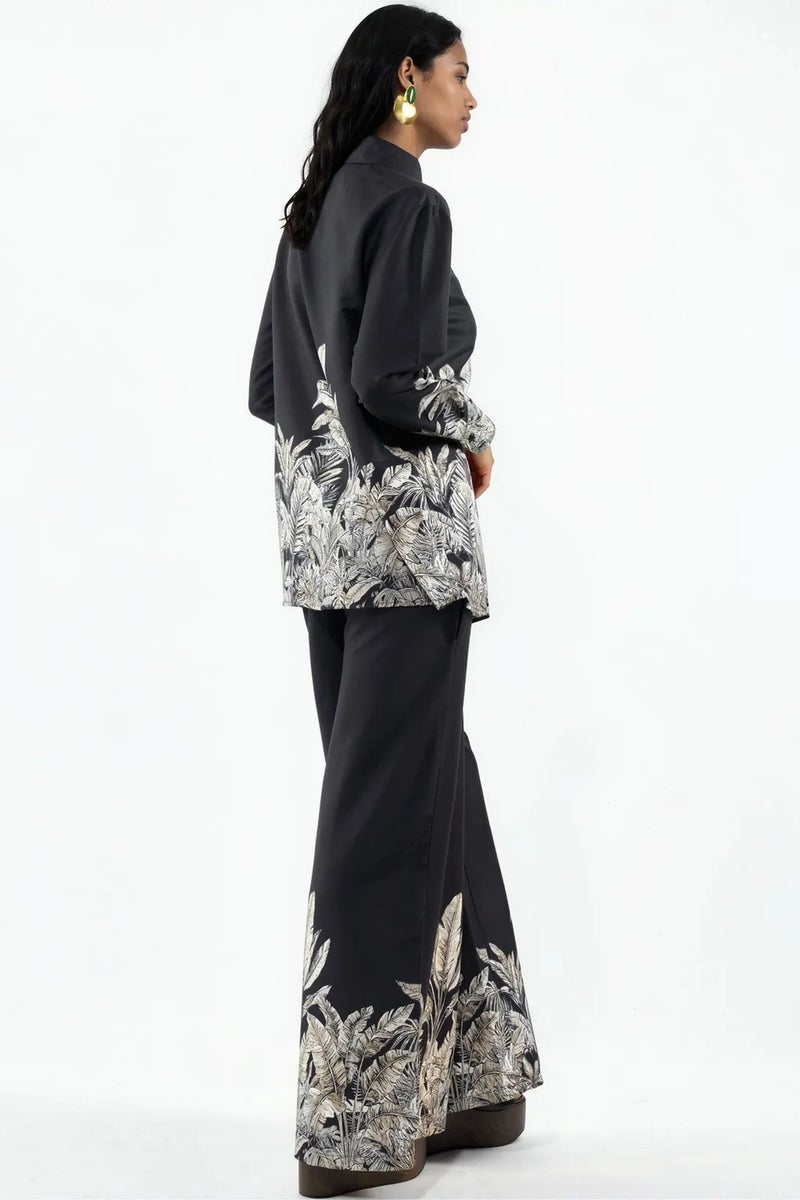 Jennyfer Floral Satin Shirt And Wide-Leg Skirt Set - Image 3