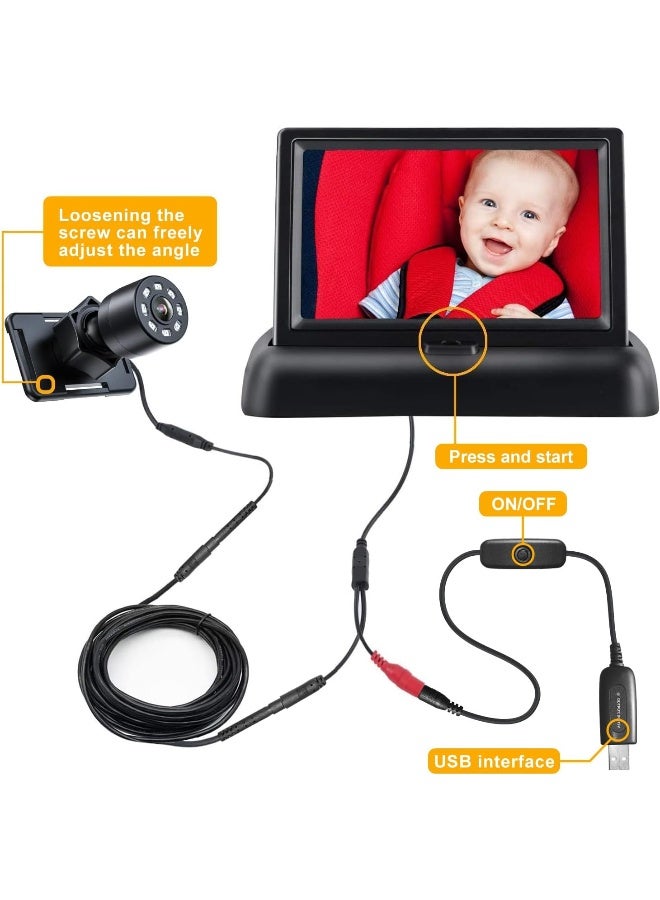 Itomoro Baby Car Mirror, View Infant in Rear Facing Seat with Wide Crystal Clear View, USB Easy Install baby car monitor 1080p - Image 2