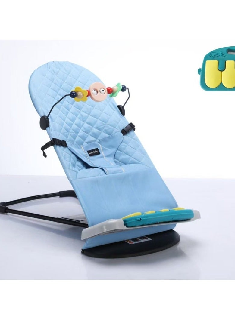 أداة تهدئة الأطفال كرسي مريح متعدد الوظائف مهد الأطفال كرسي هزاز يدوي مريح مهد قابل للطي - أزرق