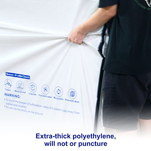 Excibubblebearbb Plastic Mattress Bag for Moving Storage, 6 Mil Waterproof Zippered Mattress Cover, Mattress Protector for Moving Supplies - King Size - Image 4