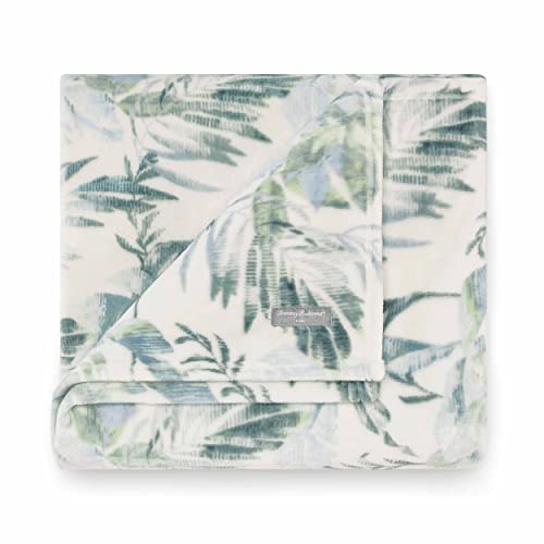 Tommy Bahama Throw Blanket Plush Fleece Bedding Tropical Bedding Set for Bed or Couch Wallpaper Leaves Green 50 x 70