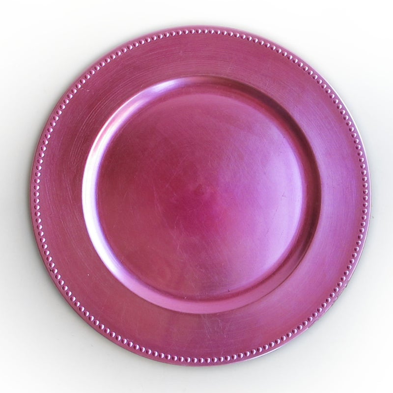 ChargeIt by Jay Charge It by Jay Beaded Charger 13 Decorative Melamine Service Plate for Home Professional Dining Perfect for Upscale Events Dinner Parties Weddings Banquets Catering Pink
