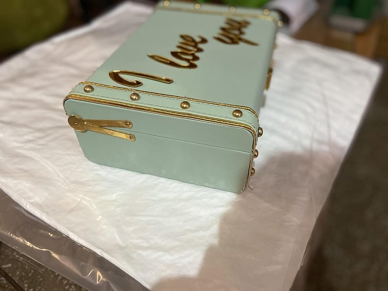 Classic Decorative Pine Square Gift Trunk Box India Tradition I Love You Edition Light Green Square - Image 2