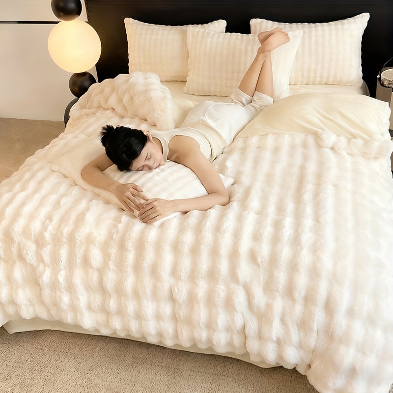 3pcs Set: 1 Milk Velvet Duvet Cover + 2 Pillowcases, Thickened Autumn And Winter Plush Duvet Cover, Velvet Duvet Blanket, Comfortable Bedroom Sofa Decoration (Excluding Bed Sheets, Duvet Insert, And Pillow Inserts) - Image 5
