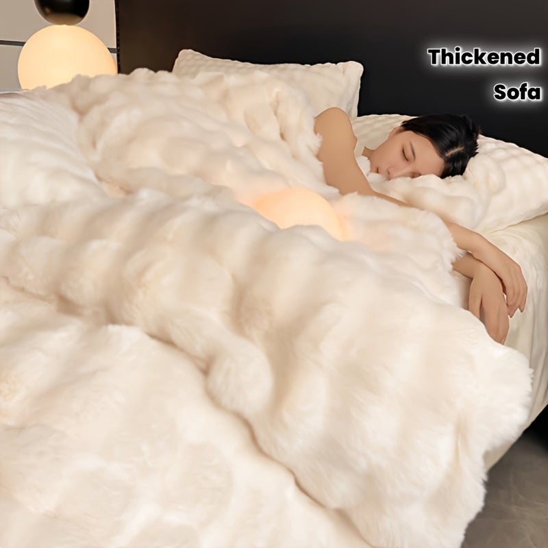 3pcs Set: 1 Milk Velvet Duvet Cover + 2 Pillowcases, Thickened Autumn And Winter Plush Duvet Cover, Velvet Duvet Blanket, Comfortable Bedroom Sofa Decoration (Excluding Bed Sheets, Duvet Insert, And Pillow Inserts) - Image 2