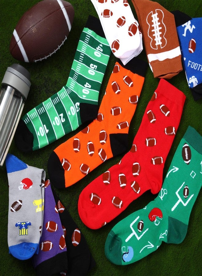 Ficerd 10 Pairs Novelty Football Socks Funny Sports Themed Crew Socks Unisex Football Lover Christmas Gifts for Youth Men Women - Image 4