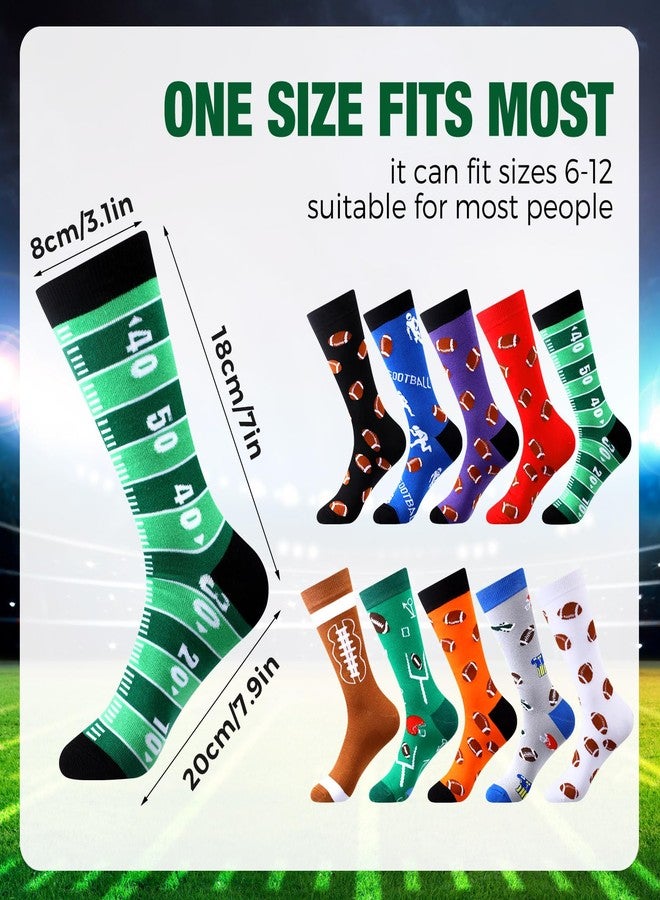 Ficerd 10 Pairs Novelty Football Socks Funny Sports Themed Crew Socks Unisex Football Lover Christmas Gifts for Youth Men Women - Image 3