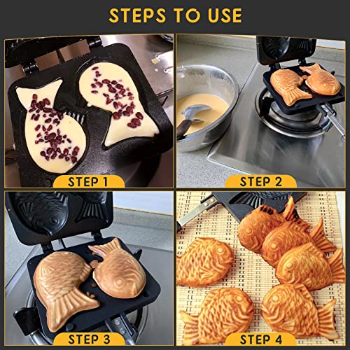 NATGAI Taiyaki Fish Shape Cake Pan Waffle Cake Maker Fish-Shaped Pancake Double Pan Mold - Image 4