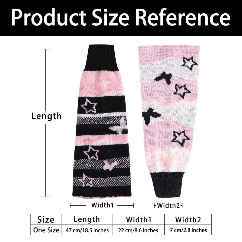 Junely Leg Warmers for Women Winter Kawaii Leg Warmer Cute Legwarmers with Butterfly Bow Japanese Socks Goth Emo Lolita Gyaru Gothic Harajuku Accessories Pink Black - Image 5