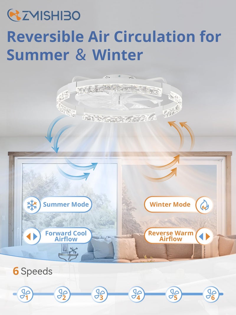 ZMISHIBO Ceiling Fans with Lights | 24 inch Low Profile Ceiling Fan with Light and Remote | 3CCT Dimmable Modern Flush Mount Bladeless Fan Light with High Airflow for Living Room Bedroom Kitchen - Image 5