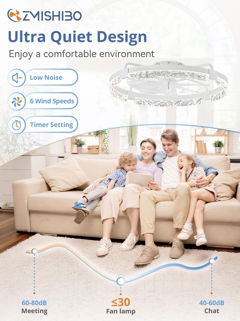 ZMISHIBO Ceiling Fans with Lights | 24 inch Low Profile Ceiling Fan with Light and Remote | 3CCT Dimmable Modern Flush Mount Bladeless Fan Light with High Airflow for Living Room Bedroom Kitchen - Image 4
