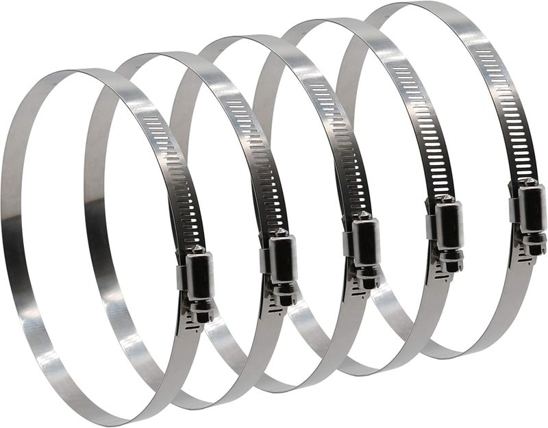 ROADFORMER 8" Worm Gear Hose Clamp - SAE 128 Size, Full Stainless Steel with 1/2" Band Width, Working Range 144mm -216mm Hose Clamps, 5 Pack - Image 1