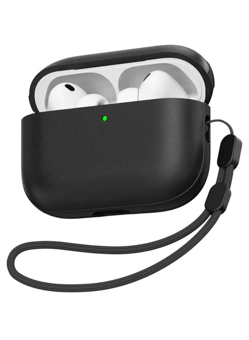 Aookay for AirPods Pro 3 Case, Shock-Proof Protective TPU Case with Lanyard Compatible with Airpods Pro 3 Cover for Women, Men (Black) - Image 1