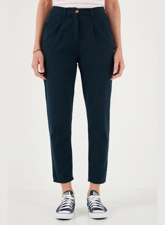 Lela Lela Cotton Slim Fit Normal Waist Straight Leg Trousers Women's TROUSERS 668Y5121