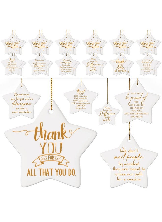Sieral Sieral 24 Pcs Christmas Thank You Gifts Appreciation Gifts for Coworkers Ceramic Ornament Teacher Appreciation Gifts Christmas Star Ornament Hanging Plaque Keepsake for Team Volunteer Nurse Gifts  - Image 1