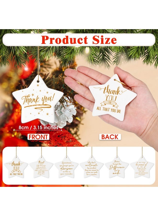 Sieral Sieral 24 Pcs Christmas Thank You Gifts Appreciation Gifts for Coworkers Ceramic Ornament Teacher Appreciation Gifts Christmas Star Ornament Hanging Plaque Keepsake for Team Volunteer Nurse Gifts  - Image 2