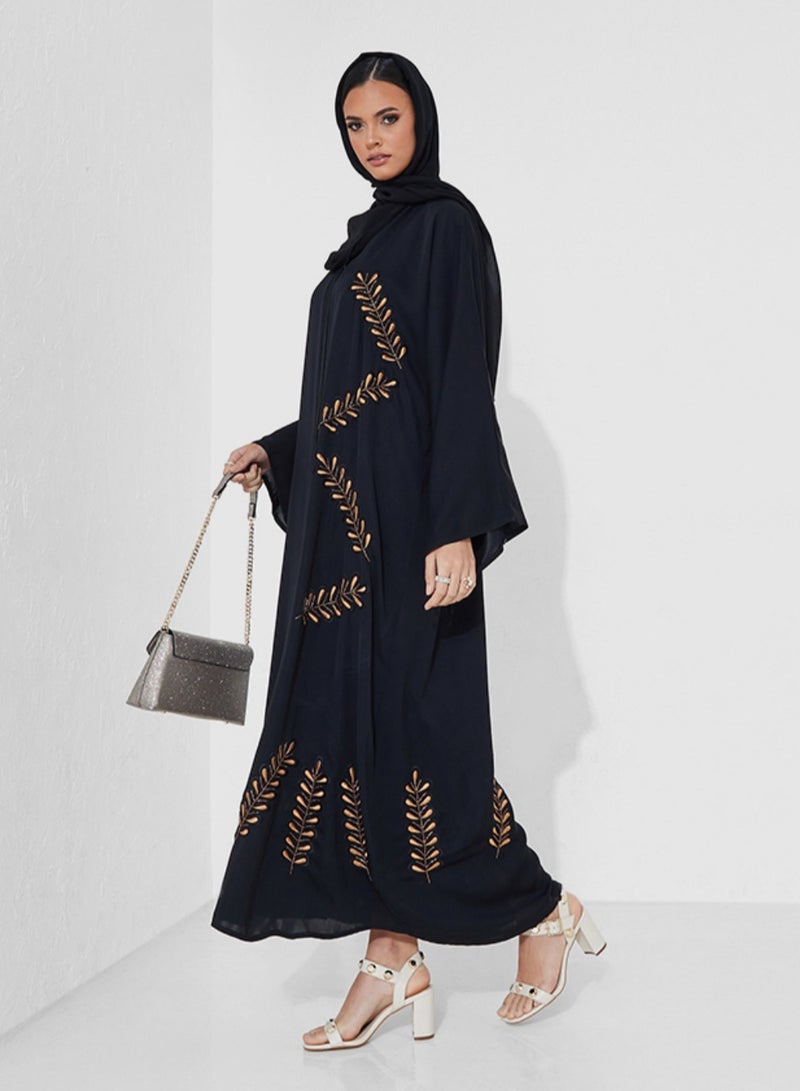 Rosette Abaya Abaya with brown embroidered - Image 1