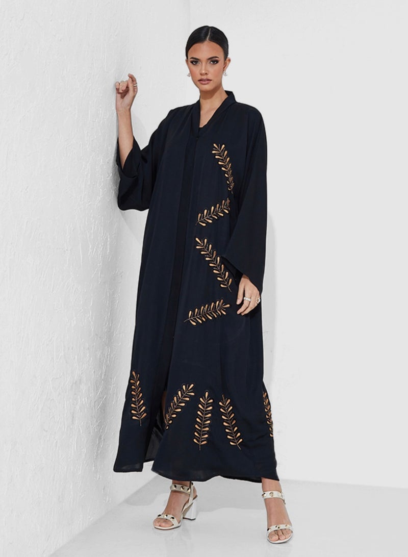 Rosette Abaya Abaya with brown embroidered - Image 4