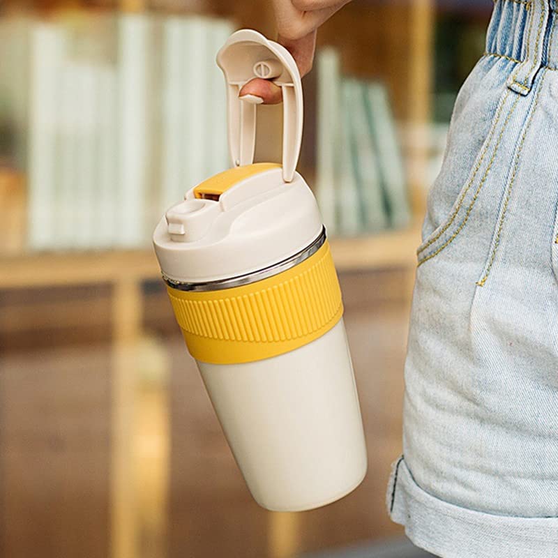 Wosta Travel Coffee Mug with Lid and Straw 16oz480 Ml Coffee Tumbler Mug 316 Stainless Steel Double Wall Vacuum Insulated Tumblers for Ice Drink Hot Beverage Yellow 480 Ml - Image 4