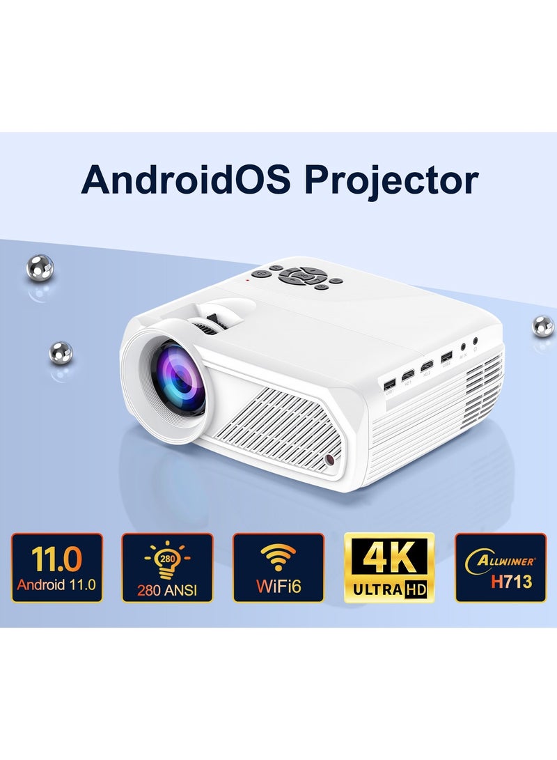 General Classic Projector H96 Max 4K Full HD Resolution 1080P Portable Android11 WiFi6 BT5.4 Auto 4-Point Keystone Correction Low Noise Multiple Installation Methods: Flat, Tripod, Ceiling  - Image 2