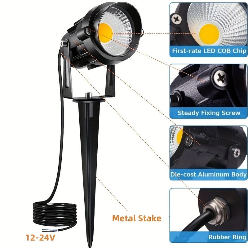 4Pc Cold White Low Voltage LED Landscape Spot Lights 6W 12V 24V IP66 Outdoor Garden Wall Tree - Image 4